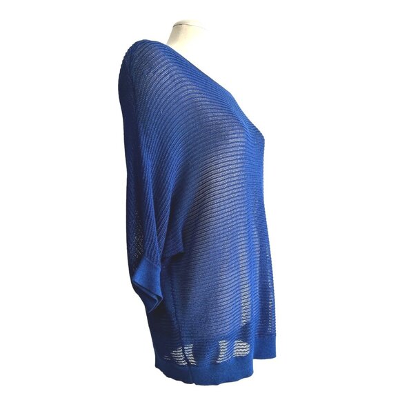 Apt9 Open Sparkly Knit Short Sleeve Round Neck Sweater Blouse Sz XL Womens Blue - Picture 3 of 10